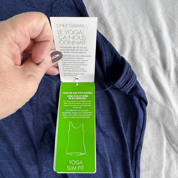 Gaiam Womens Energy Yoga Slim Fit Tank sz XL Maritime Blue Heather New with Tags - Picture 6 of 10